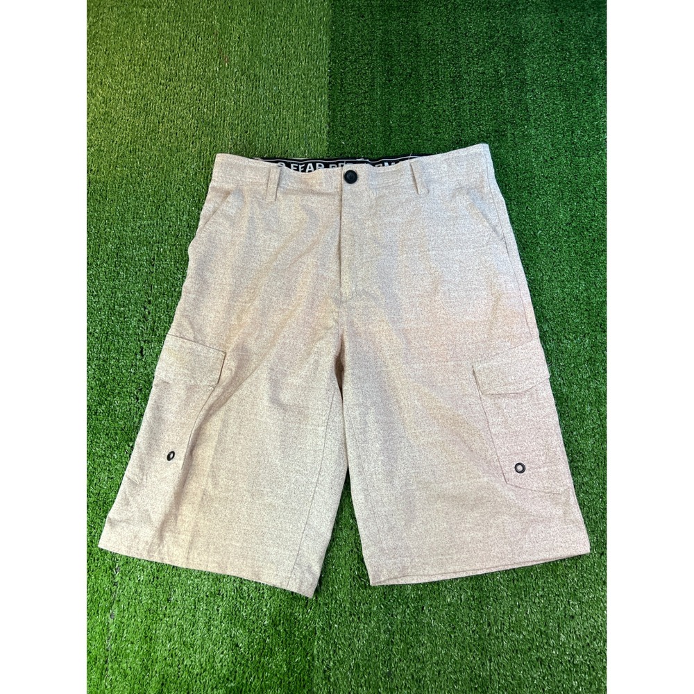 Vintage No‎ Fear Performance Cargo Shorts Tan Heathered Utility Pockets Size 32
